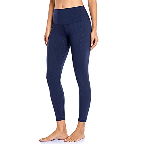 Leggings de cintura alta para mujer con impresión de moda, bolsillo para la cadera, pantalones de yoga, pantalones de correr, leggings deportivos, anticelulitis, sin costuras, push up, marine, M