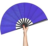BAICFQUK Rave Fan Large Folding Fan-Hand Fan Clacking Fans for Line Dancing, Popping Fans foldable for Boots On The Ground Dance,Party,Outdoor,Decoration (blue)