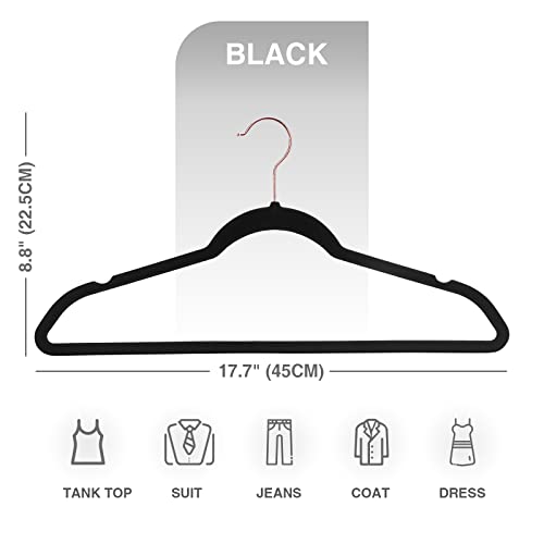 Ulimart Velvet Hangers -Hangers 50 Pack- Non Slip Hangers Heavy Duty Clothes Hangers - Hangers Non Slip Felt Hangers For Coats, Suit, Jackets, Pants & Dress Black Velvet Hanger #TOP5