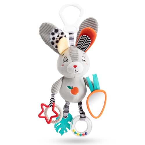 Image of Baby Hanging Toys 0-12 Months - Interactive Stroller & Car Seat Toy with Jingle Sounds, Clinking Rings & Detachable Links | Safe Developmental Toys for Activity Gyms, Infant Baby Crib Mobile