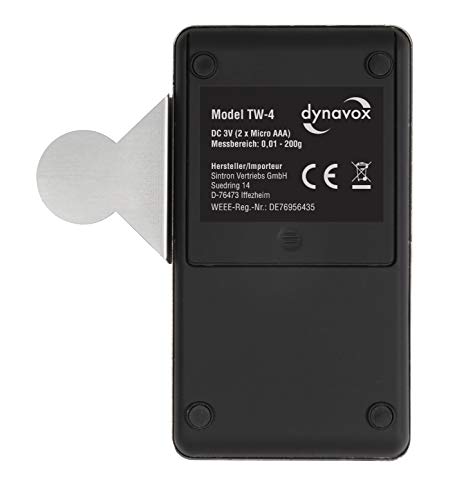 Dynavox Elektronische Tonarmwaage TW-4, Ermittlung und Einstellung der Auflagekraft für Plattenspieler-Tonabnehmer, antimagnetische Auflage, hohe Genauigkeit