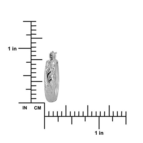 Sterling Silver 7/8 Inch Engraved Hoop Earrings3