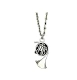 Paquete: bolsa de regalo Collar con colgante de trompeta de plata tibetana antigua, para amantes de la música, regalo para mujer