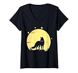 Silhouette de renard, lune de renard, dessin animé