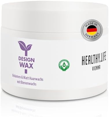 HLV - Design Wax - Starkes Haarwachs aus Bienenwachs für mattes Finish & Volumen 50ml, Haltefaktor stark - Wachs, pomade matt - Stylingwachs für Damen & Herren - Made in Germany (Mat Modeler)