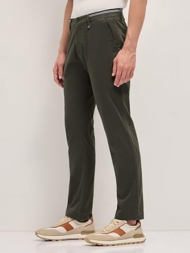 Image of Men's Grey Cotton Straight Fit Casual Trouser