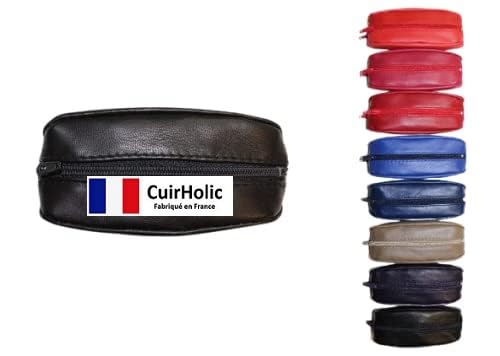 CuirHolic - Porte Monnaie Grain de Café - Porte Clé - Porte Billet - Cuir d'Agneau Véritable - Homme - Femme - Fabriqué en France