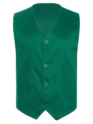 Unisex Kids Boys Girls Sleeveless Button Down Side Pockets Vest Waistcoat for Volunteer Activity Uniform