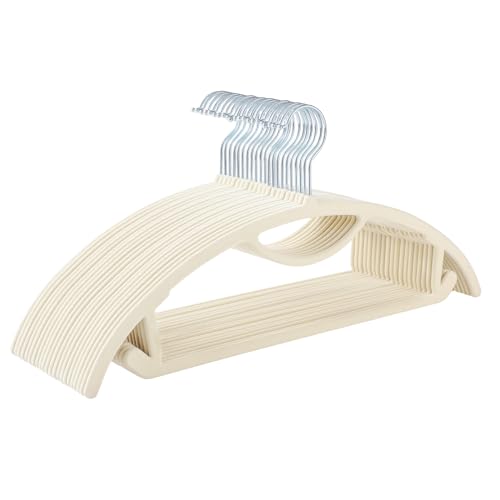 MIZGI Premium Velvet Hangers 50-Pack,No Shoulder Bump Hangers W/Tie Bar Ultra Thin Space Saving Non Slip Hanger Heavy Duty Felt Rounded Clothes Hanger for Sweaters,Coat,Jackets,Pants,Shirts