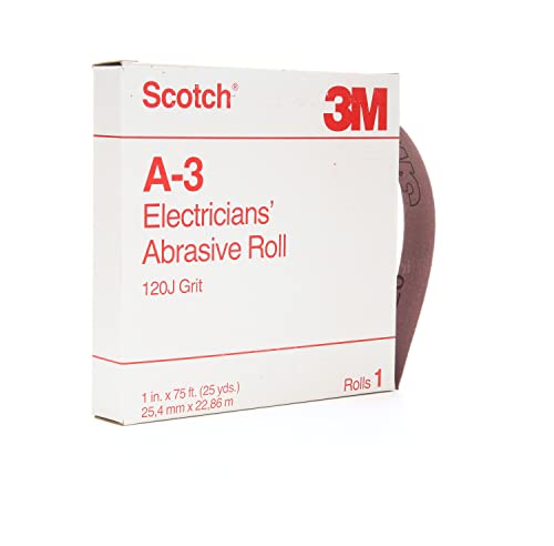 Cubitron Scotch Electrician's Abrasive Roll - Aluminum Oxide Mineral - J-Weight Backing - Flexible Bulk Abrasive Roll - 1 in x 25 yd, 10/pack