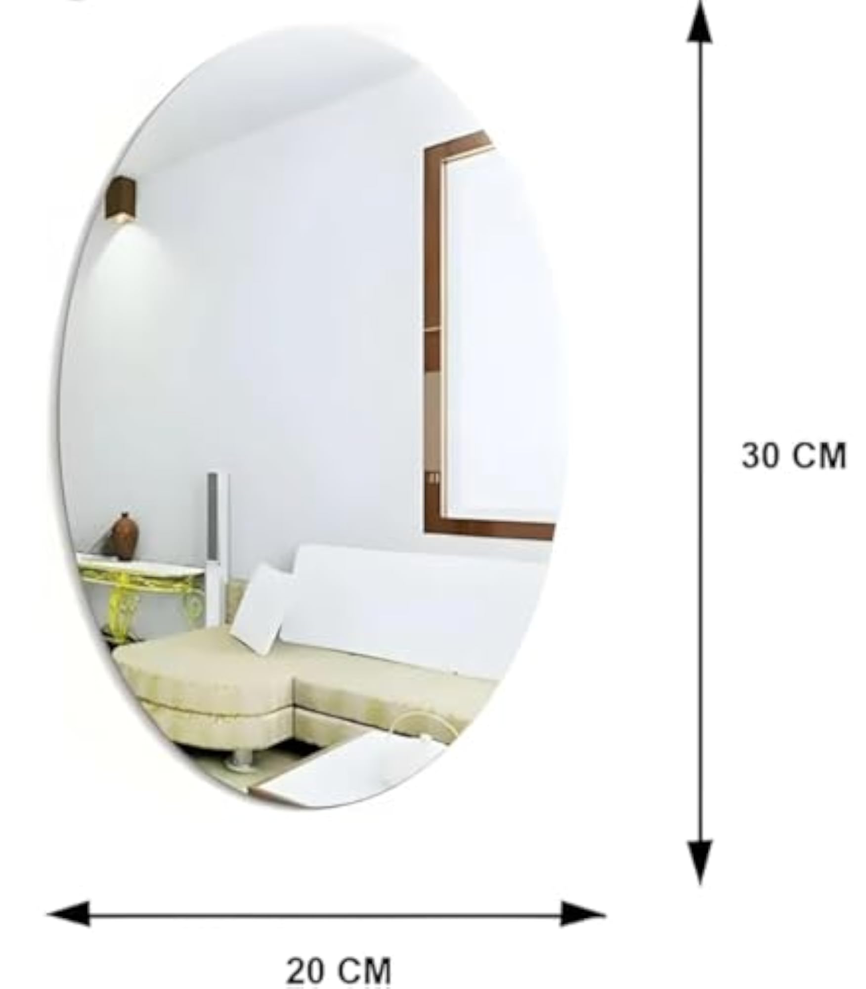 Oval Shape Adhesive Mirror Sticker for Wall