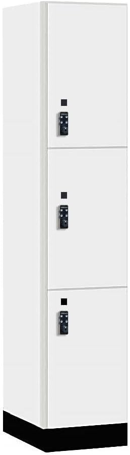 Salsbury Industries 15-43161AW-R 15 in. Wide Premier Wood Locker - Triple Tier - 1 Wide - 6 ft. High - 21 in. Deep - Arctic White - Resettable Combination Locks