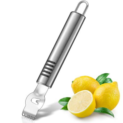 Éplucheur de Zeste de Citron Zesteur de Citron Professionnel Gratte-Citron avec Couteau à Canelle Rasoir à Citron en Acier Inoxydable pour Gin Cocktails Ustensile de Cuisine (Classique, 16 cm)