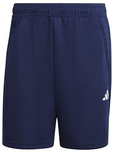 adidas Pantalones Cortos de Entrenamiento con Logotipo de Train Essentials Casuales, Azul Oscuro/Blanco, L Tall para Hombre
