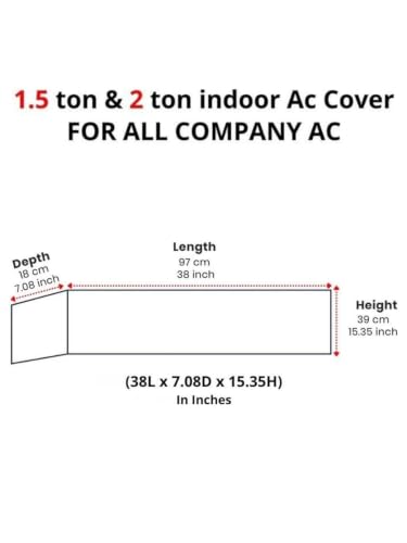 Image of Premium Cotton Net Split AC Cover for 1.5 Ton Indoor Unit | Designer Summer AC Dust Protection Cover | Stylish Protective AC Cover | 38 x 15.35 x 7.8 In | Grey Net