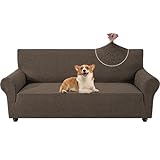 YSTELLAA Copridivano 3 Posti Con Braccioli, Universale Copri Divano Elasticizzato Lavabile, Copridivani Antimacchia Antiscivolo, Sofa Cover Antigraffio Gatto, Per Soggiorno, Caff&egrave; Chiaro