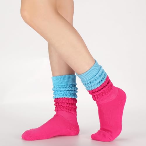 Image of Forwe 3 Pairs Slouch Socks for Women Size 9-11 Soft Extra Long Scrunch Knee High Boot Socks