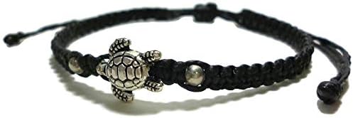 Moose546 Sea Turtle Pendant Lucky Braided Bracelets with a Sliding Knot Adjustable Cotton Cord Bracelets FC-039