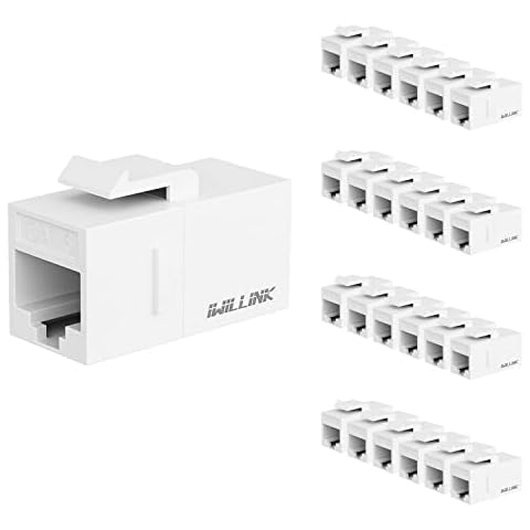 iwillink RJ45 Cat6 Keystone Coupler 25-Pack, Female to Female Cat6 Keystone Jack, UTP Keystone Coupler Insert,Keystone Jack, White Cover