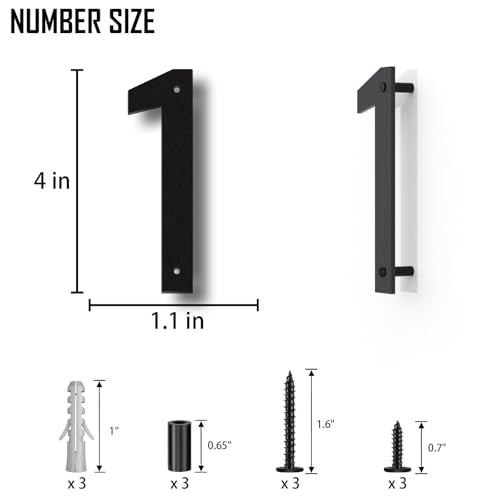 Numéro de maison noir en acier inoxydable 10,2 cm effet flottant - 6
