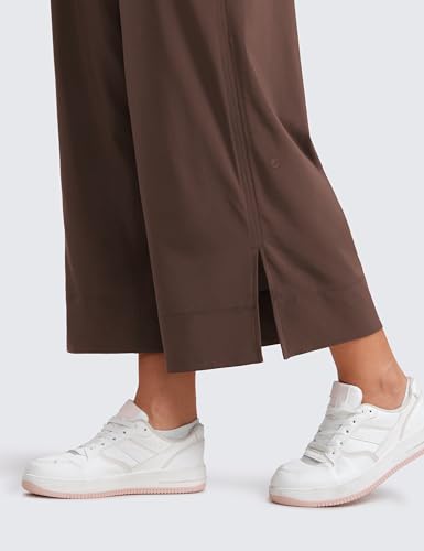 Image of CRZ YOGA Lightweight Wide Leg Crop Pants 25 inch | Casual, Travel, Comfy, Soft, Split, Loose Fit, Pockets, for Women