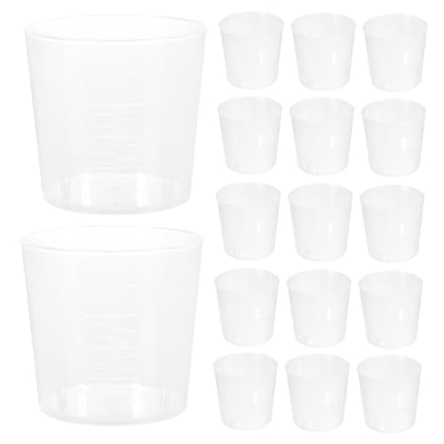 SOLUSTRE 20pcs Cute Milliliter Measuring Cups Graduated Liquid Paint Lab Beakers Easy Handle Plastic Containers Lightweight Wide Mouth for Easy Cleaning
