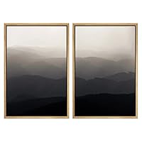 SIGNWIN Framed Wall Art Print Set Black and Gray Brushstrokes Watercolor Style Abstract Zen Digital Art Modern Art Contemporary Relax/Calm for Living Room, Bedroom, Office - 16