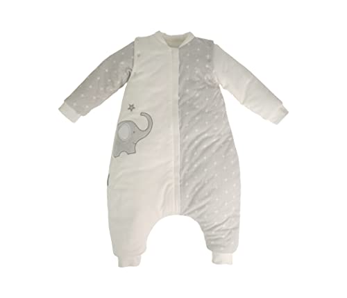 Image of Baby Wearable Blanket With Leg Grey Cotton 2-4T Toddler Sleep Sack 36M Removable Long Sleeves Early Walk Sleeping Bag Quilted Filling Infant Winter Tog 2.5 Warm Kids Sleeper