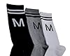 3 Pairs Letter M Cotton Cool Novelty Socks MEN Size 8-13| Gift Set Stocking Fillers | Customized Name Initial White Grey Black Cotton Crew Socks Unisex White Socks | 3 Colours Set #3