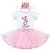 1. Geburtstag Mädchen Baby Outfit Blumen 1 Jahr Party Kleid Cake Smash Baumwolle Kurzarm Body Strampler Tutu Rock Krone Stirnband 3tlg Sommer Bekleidungsset Fotoshooting Kostüm Rosa Blumen 1 Jahr
