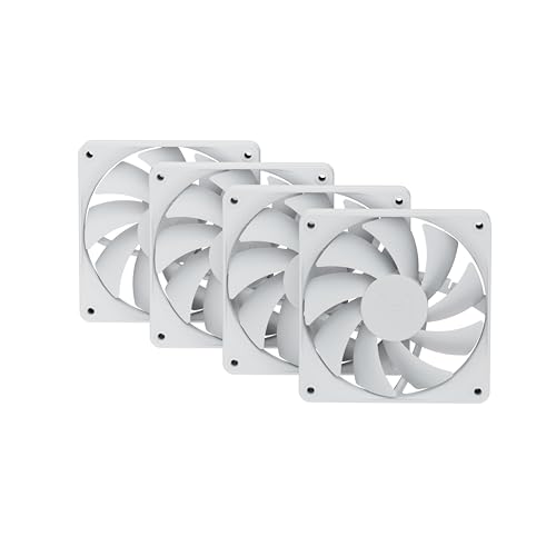 Image of Hyte Flow FA12 120mm PC Case Fans 4-Pack, High Performance, Low Noise, 1500 RPM, 4-Pin PWM, Fluid Dynamic Bearing - Snow White