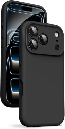 Image of DIZORO Compatible for (iPhone 17 Pro Case) Slim Liquid Silicone Case 3 Layers Full Covered Soft Gel Rubber Phone Case Protective Cover - Black