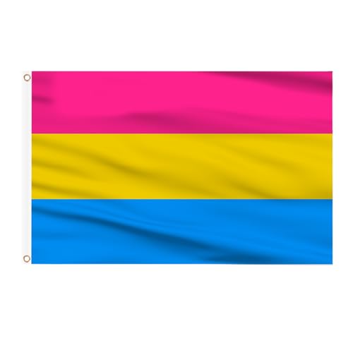 AhfuLife Pansexual Flaggen 90 x 150 cm, 1 Stück Pansexuelle Flagge, Pansexuelle Fahnen Leuchtenden Farben mit Messing-Ösen für Pride Day Paraden Drinnen und Draußen LGBT Party Bar Dekorationen