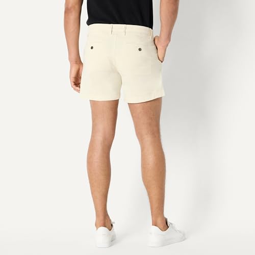 Image of Amazon Essentials Men's Slim-Fit 5 inch Flat-Front Comfort Stretch Khaki Chino Shorts with Elastic Waistband