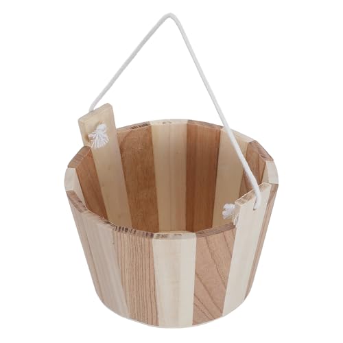 LALADEFIEE Wood Sauna Bucket: Small Wooden Spa Pail for Steam Room & Bathroom - Traditional Sauna Equipment - Bathing Barrel Holder for Bath Salt Storage