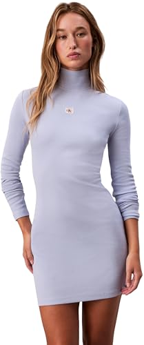 Vestido Corto Calvin Klein Original para Mujer - Diseño Acanalado y Elegante en Color Morado, Talla S