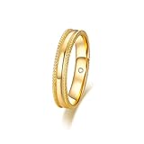 Anillo para hombre, anillos de boda para hombre con incrustaciones de moissanita para hombre, X 1/2, Oro amarillo de 18 quilates, Moissanita