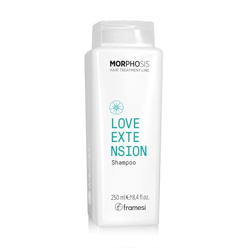 Framesi Morphosis Love Extension Shampoo - Gentle Hydrating Shampoo for Hair Extension Care - Nourishing Detangling Shampoo - Color Safe, Vegan, Sulfate Free, Paraben Free (8.4 Fl Oz)