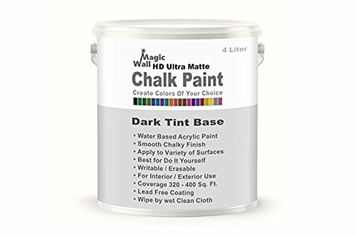 Image of Chalk Paint Dark Colors | 4 Liter - Matt Finish | Water Base Acrylic Paint | Coverage : 320 to 400 Sq. Ft. | Apply on Surfaces Like Walls, Boards, Furniture & Home Decor Products. (Dark Tint Base)