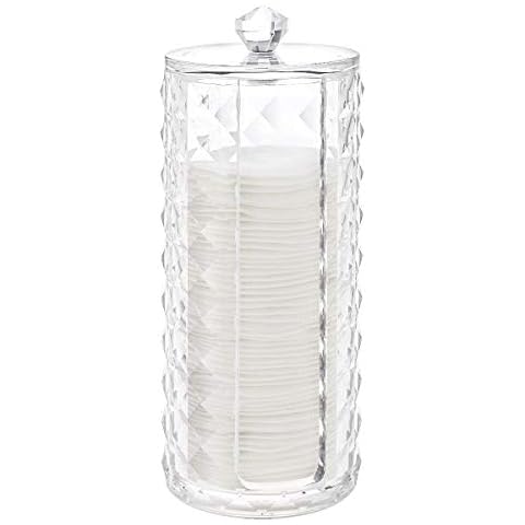Luxspire Cotton Pad Holder, Acrylic Cotton Round Holder Cotton Pads Dispenser Bathroom Jars for Round Cotton Makeup Remover Pads with Lid - Clear Cover