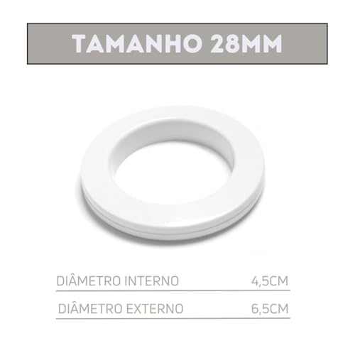Genérico - Kit 50 Pares Ilhós de Cortina Redondo para Varão de 28mm Grosso (Branco)