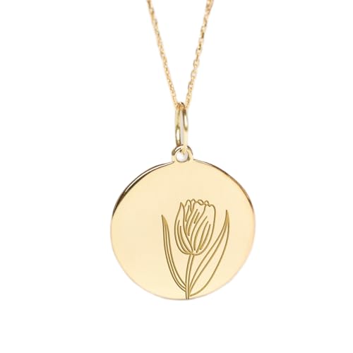 Collier pendentif pièce tulipe en argent sterling plaqué or élégant