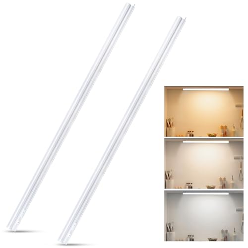 Aigostar Luz LED Cocina con Interruptor 18W Luces Armarios, 3000K/4000K/6500K, 230V Regleta LED Bajo Armarios para Cocina, Vestidor, Armario 1178 * 34 * 23mm, 2 pcs
