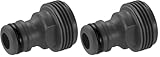 Gardena Geräteadapter: Steckanschluss an das Original Gardena System für Bewässerungsgeräte mit Innengewinde, passend für 26,5 mm (G 3/4') -Gewinde, verpackt (2921-20), Black (Packung mit 2)