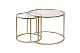 Hanah Home Elegantes Couchtisch-Set (2 Teile), Gold & Transparent, 60 x 60 x 43 cm | 4 mm Sicherheitsglas, 100% Metallrahmen | stilvoll & langlebig für Moderne Wohnräume