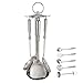 Küchenhelfer Edelstahl Kochen Utensil Set Haushalts Spachtel Set Küche Schaufel Löffel Löffel Seiher Set Topfset Haushaltsküchen mit Metallhaken (Color : 5-piece set)