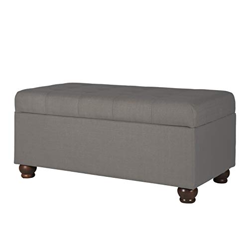Homepop Linen Button Tufted Storage Bench With Hinged Lid, Taupe 40" X 20" X 18" #TOP5