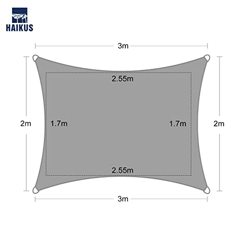 Miniatura 4 de Haikus Toldo Vela Rectangular 2x3 M, Vela De Sombra 3x2 M Hdpe, Transpirable, Resistente, 98 Protección Rayos Uv Para Exterior, Jardín, Terrazas Arena