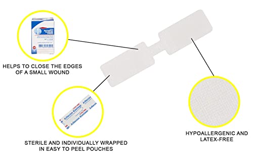 Dukal Butterfly Closure Strips. Pack Of 100 Adhesive Wound Closure Bandages. Sterile Bandages For Wound Protection. Single Use. Individually Wrapped. Easy To Apply. #TOP4