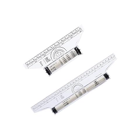 Wmzjnljy 1pc 6 Inch and 1pc 12 Inch Measuring Rolling Ruler Plastic Multi-Purpose Drawing Parallel Rolling Ruler Parallel Glider for Measuring Drafting Student School and Office(J03-2) Cover